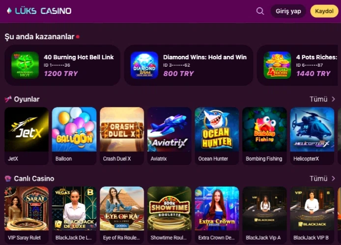 Lüks Gazino platform overview
