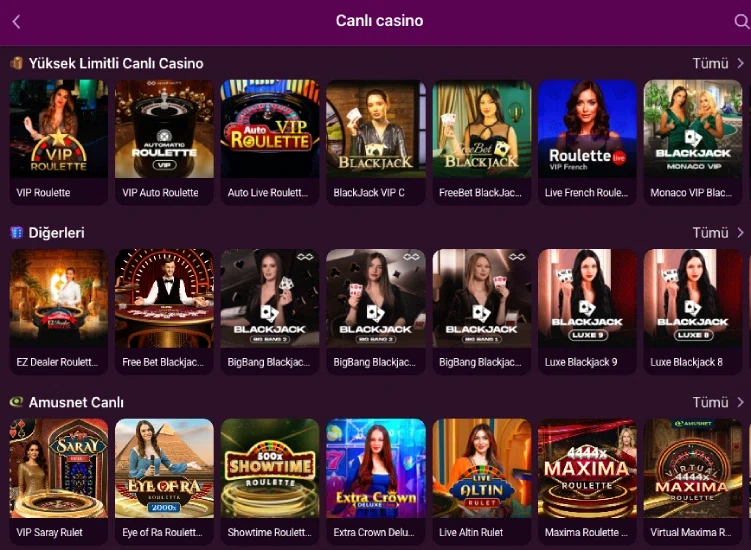 Lüks Gazino high-limit live table view