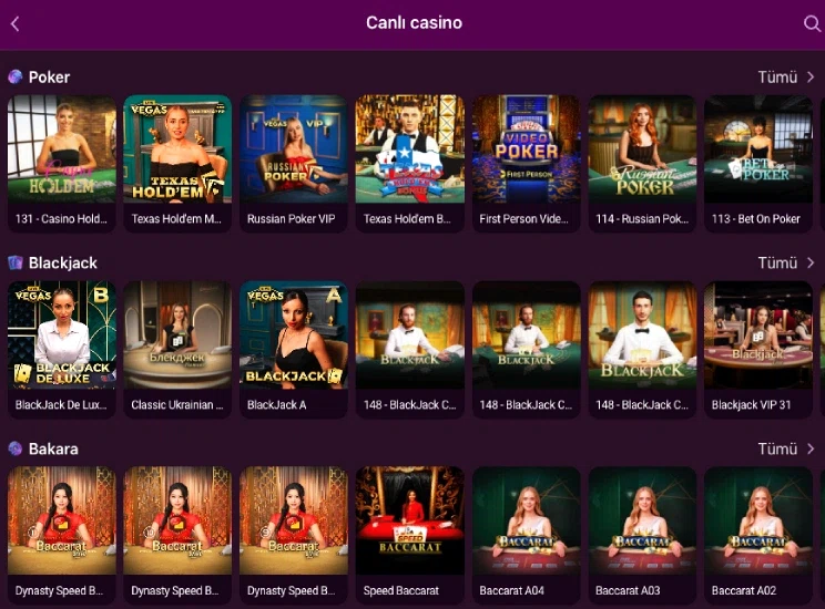 Lüks Gazino live blackjack table view