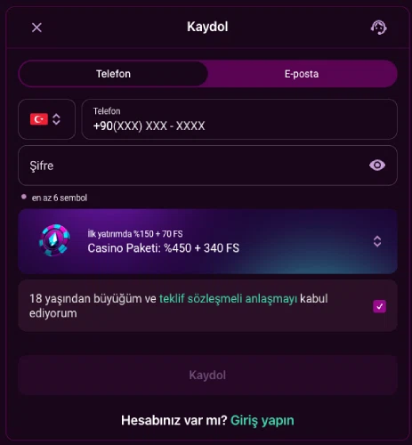 Lüks Gazino Phone Verification Step Lüks Gazino phone confirmation and verification step