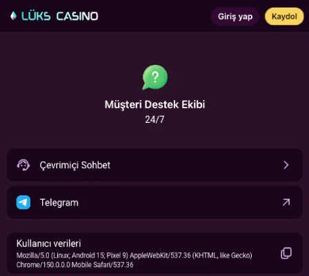 Lüks Gazino payment and support infrastructure image
